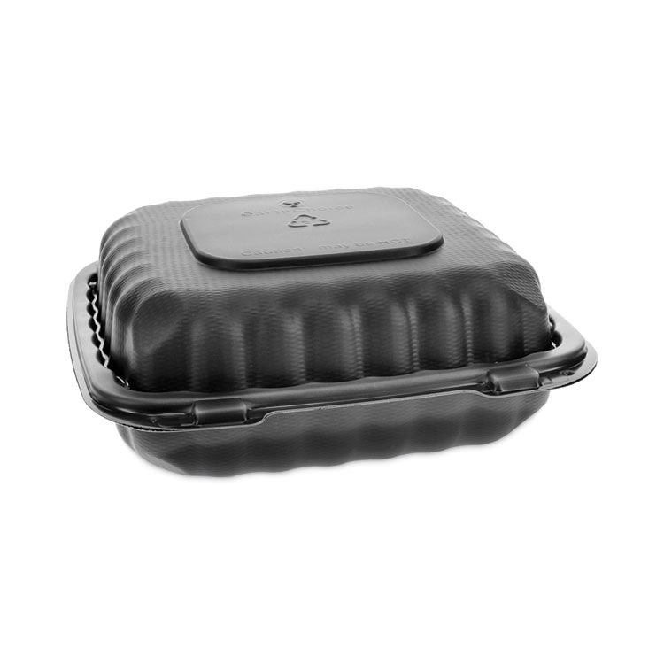 Pactiv Evergreen - EarthChoice SmartLock Microwavable MFPP Hinged Lid Container, 8.31 x 8.35 x 3.1, Black, Plastic, 200/Carton