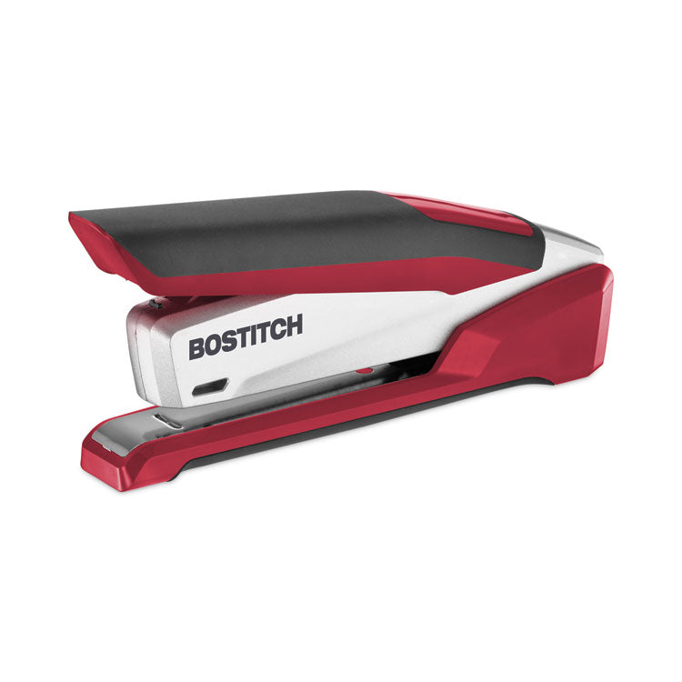 Bostitch - InPower Spring-Powered Desktop Stapler with Antimicrobial Protection, 28-Sheet Capacity, Red/Silver