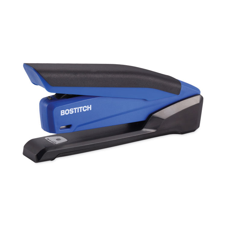 Bostitch - InPower Spring-Powered Desktop Stapler with Antimicrobial Protection, 20-Sheet Capacity, Blue/Black