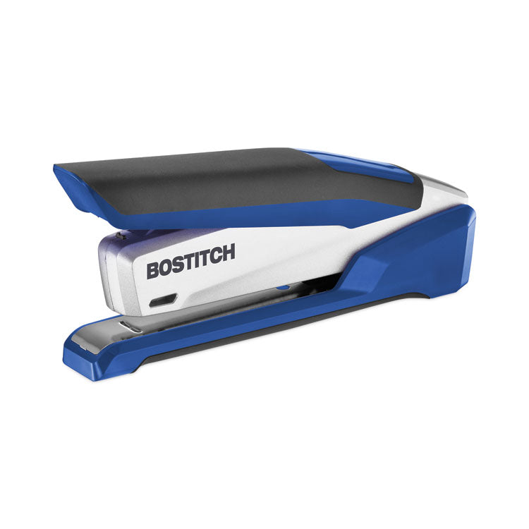 Bostitch - InPower Spring-Powered Desktop Stapler with Antimicrobial Protection, 28-Sheet Capacity, Blue/Silver