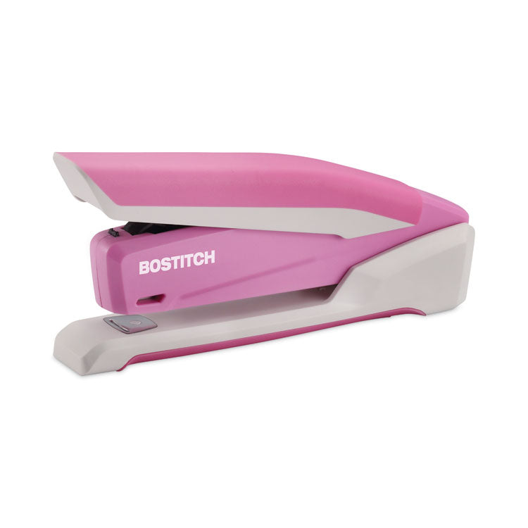 Bostitch - InCourage Spring-Powered Desktop Stapler with Antimicrobial Protection, 20-Sheet Capacity, Pink/Gray