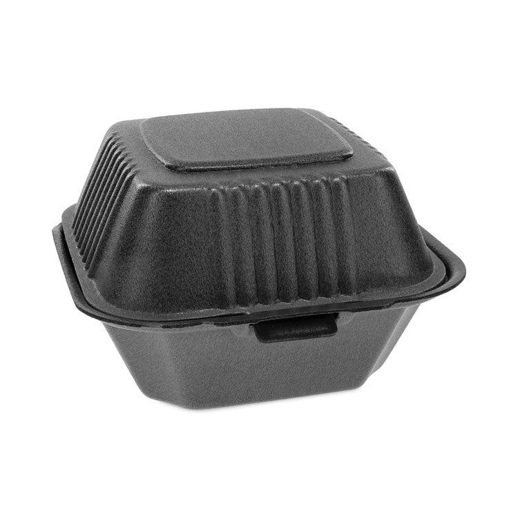 Pactiv Evergreen - SmartLock Foam Hinged Lid Container, Sandwich, 5.75 x 5.75 x 3.25, Black, 504/Carton