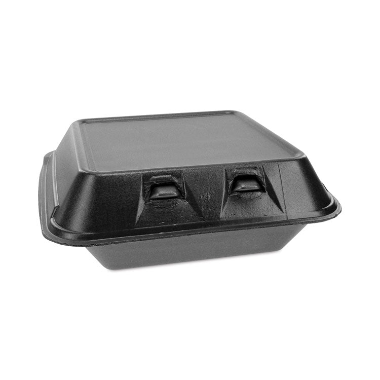 Pactiv Evergreen - SmartLock Foam Hinged Lid Container, Medium, 8 x 8.5 x 3, Black, 150/Carton