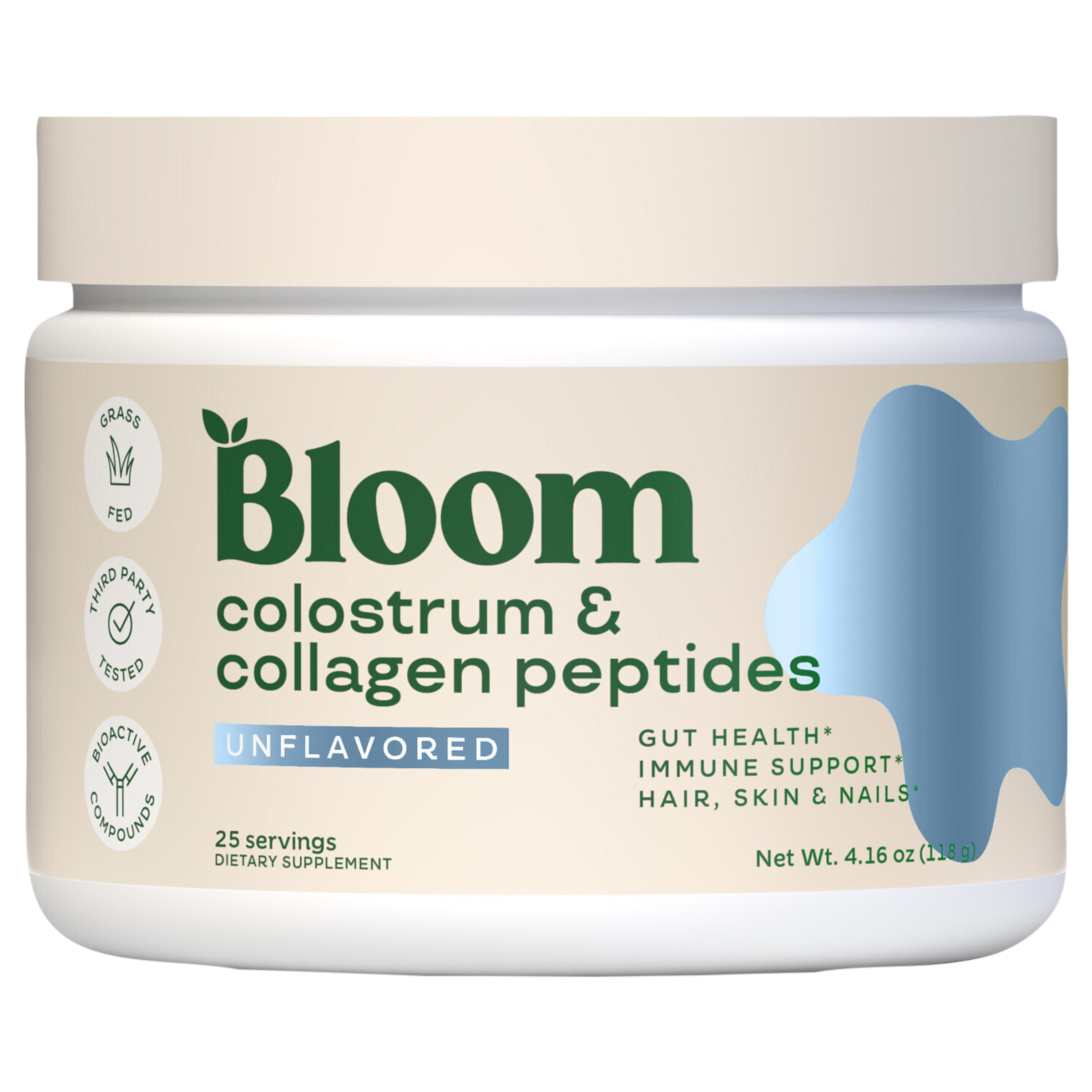 Bloom Unflavored Colostrum & Collagen Peptides 4.16 oz - Case of 1