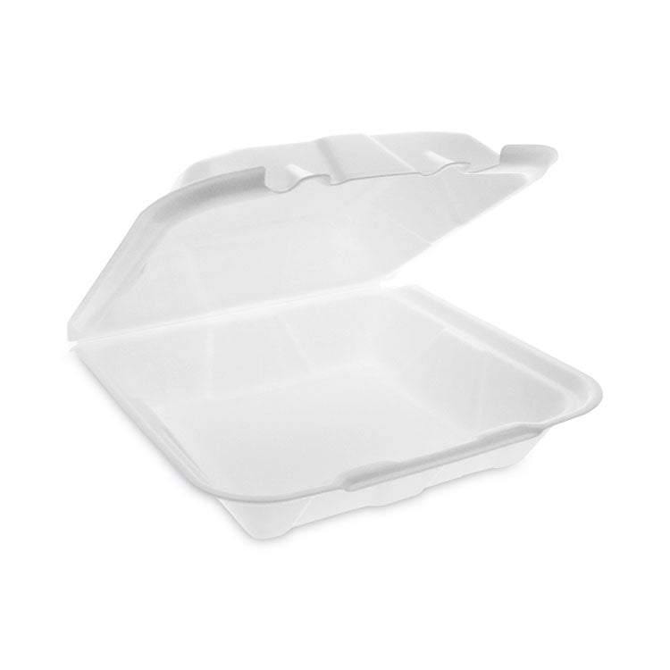 Pactiv Evergreen - Vented Foam Hinged Lid Container, Dual Tab Lock Economy, 9.13 x 9 x 3.25, White, 150/Carton