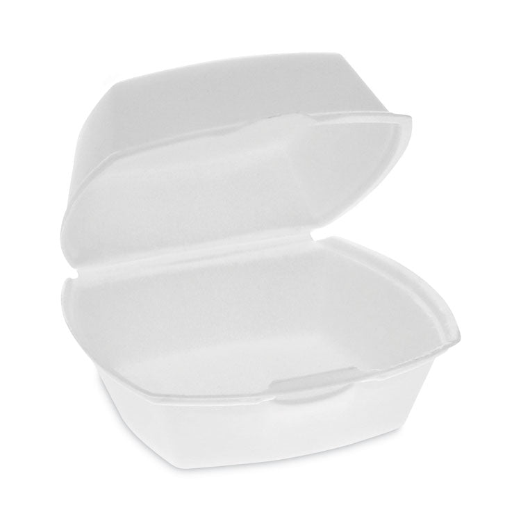 Pactiv Evergreen - Foam Hinged Lid Container, Single Tab Lock, 5.13 x 5.13 x 2.5, White, 500/Carton