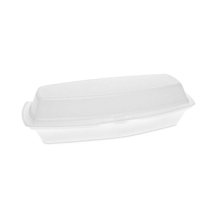 Pactiv Evergreen - Foam Hinged Lid Container, Single Tab Lock Hot Dog, 7.25 x 3 x 2, White, 504/Carton (7612187)