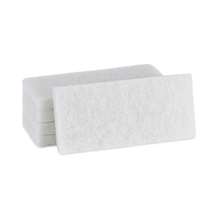 Boardwalk - Light Duty Scour Pad, 4.63  x 10, White, 20/Carton