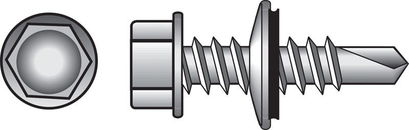 HILLMAN - Hillman 1/4 in. X 3/4 in. L Hex Washer Head Self- Drilling Screws 100 pk