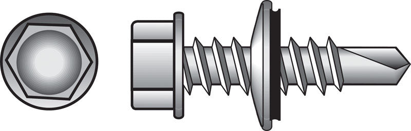 HILLMAN - Hillman 1/4 Sizes X 1 in. L Hex Hex Washer Head Self- Drilling Screws 100 pk