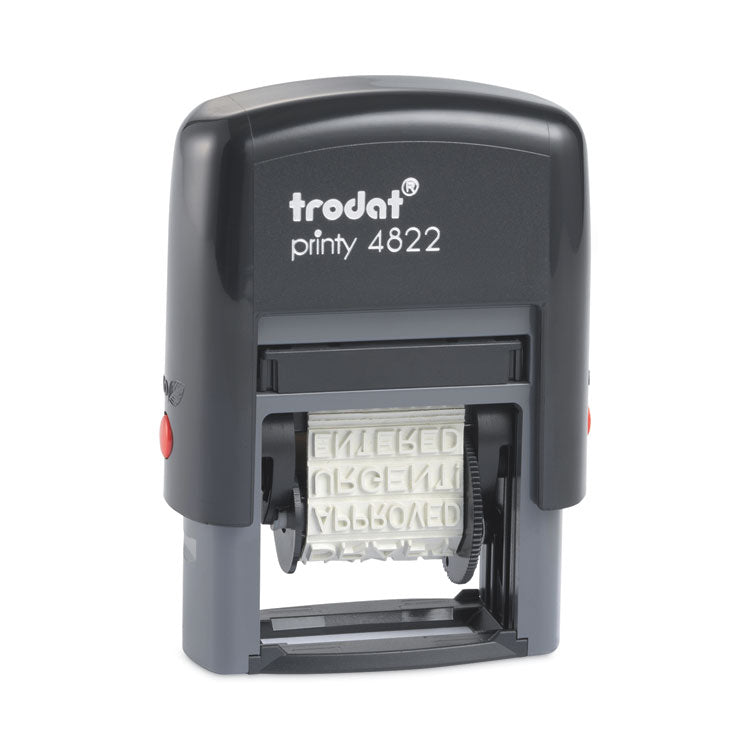 Trodat - Printy Self-Inking Stamp, 12 Selectable Messages, 1.25" x 0.38", Red