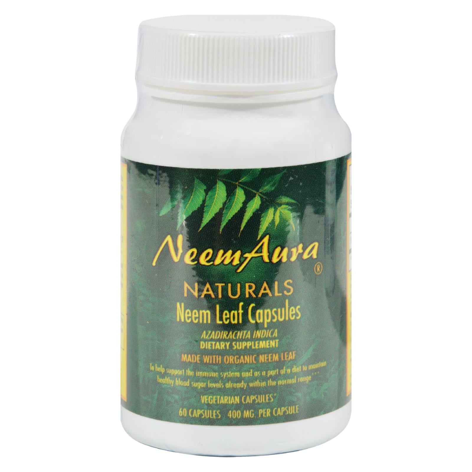 Neem Aura Organic Neem Leaf - 60 Vegetarian Capsules