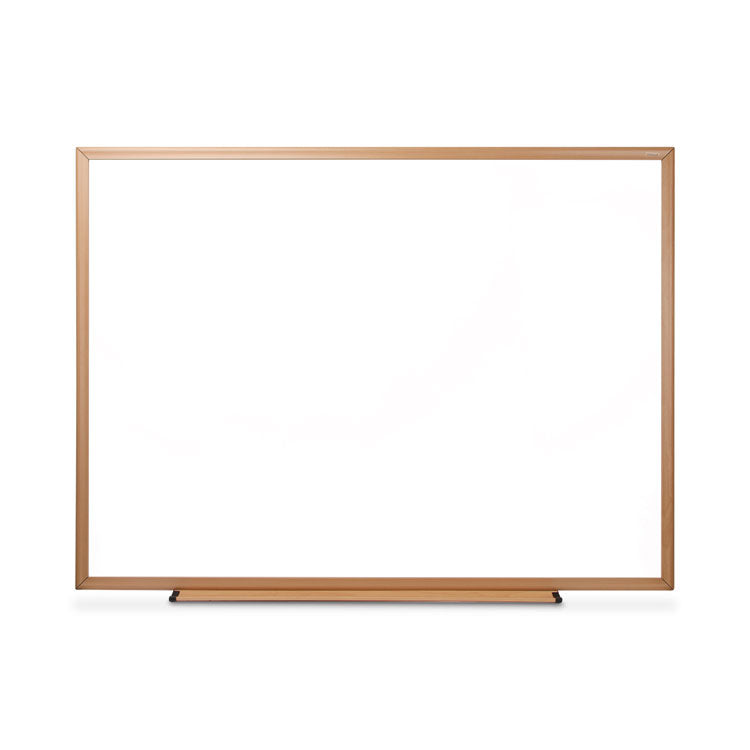 Universal - Deluxe Melamine Dry Erase Board, 48 x 36, Melamine White Surface, Oak Fiberboard Frame