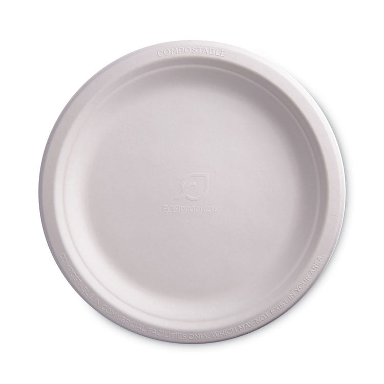 Eco-Products - Renewable and Compostable Sugarcane Plates, 9" dia, Natural White, 500/Carton