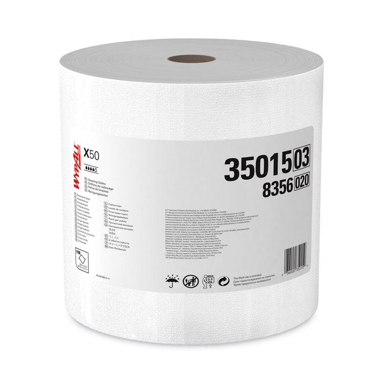 WypAll - X50 Cloths, Jumbo Roll, 13.4 x 9.8, White, 1,100/Roll