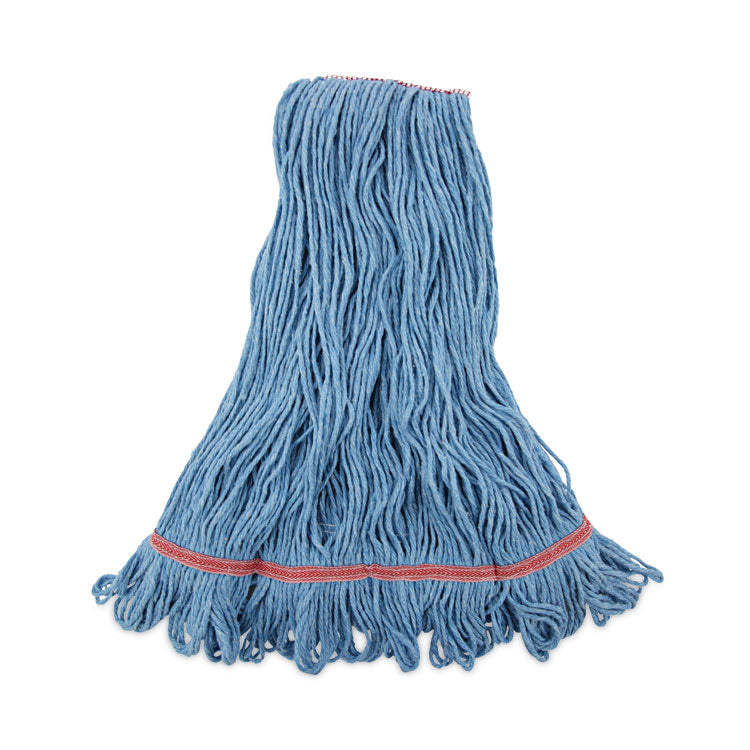 Boardwalk - Super Loop Wet Mop Head, Cotton/Synthetic Fiber, 1" Headband, Large Size, Blue, 12/Carton