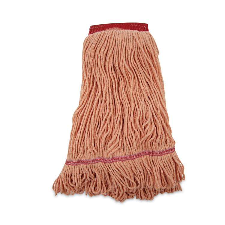 Boardwalk - Super Loop Wet Mop Head, Cotton/Synthetic Fiber, 5" Headband, Large Size, Orange, 12/Carton