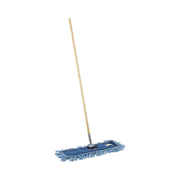 Boardwalk - Dry Mopping Kit, 24 x 5 Blue Synthetic Head, 60" Natural Wood/Metal Handle