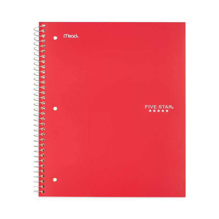 Five Star - Wirebound Notebook with Two Pockets, 1-Subject, Wide/Legal Rule, Red Cover, (100) 10.5" x 8" Sheets