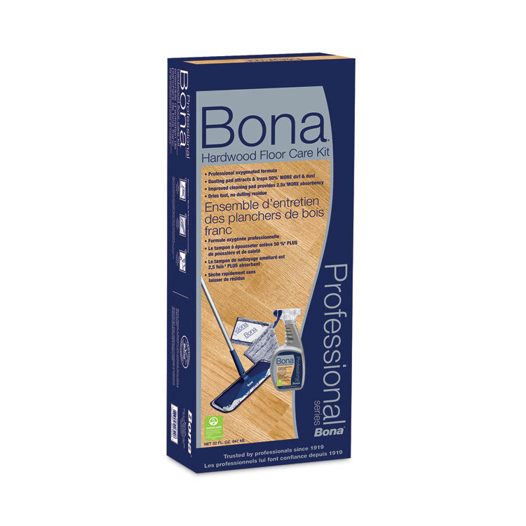 Bona - Hardwood Floor Care Kit, 15" Wide Microfiber Head, 52" Blue Steel Handle