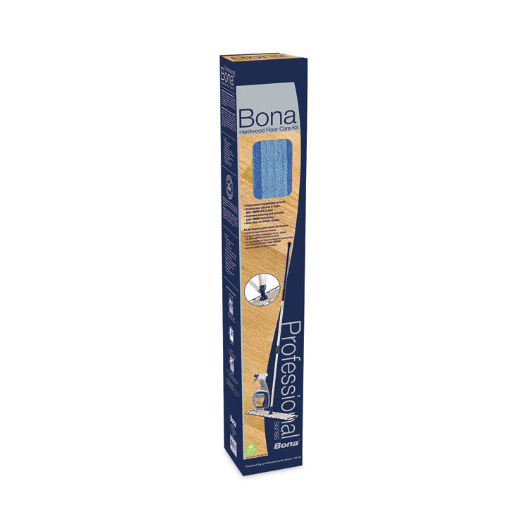 Bona - Hardwood Floor Care Kit, 18" Wide Microfiber Head, 72" Silver/Blue Aluminum Handle