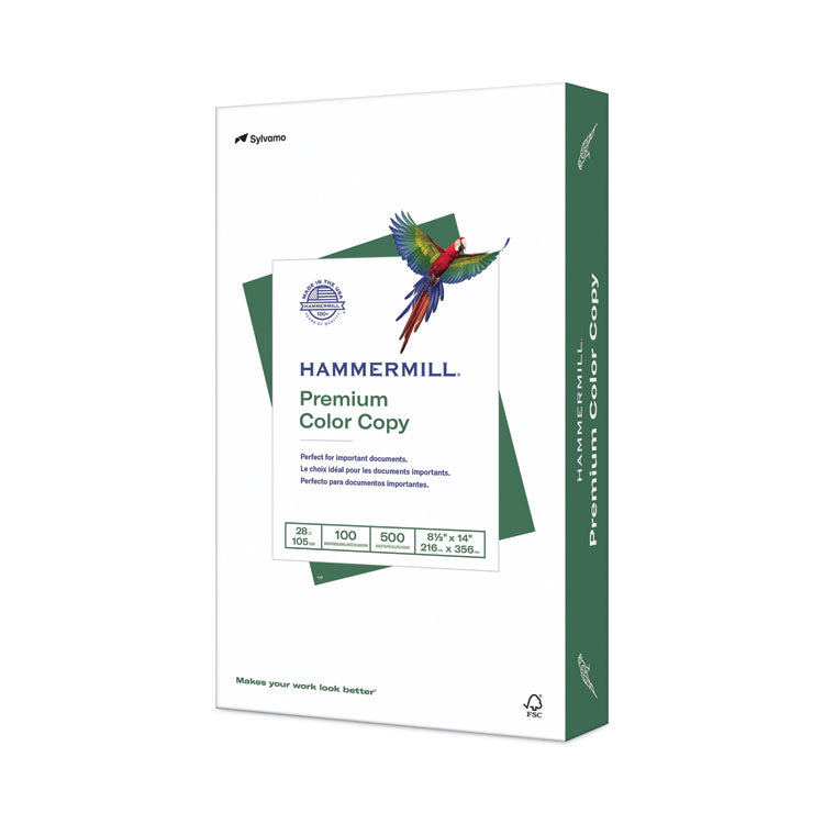 Hammermill - Premium Color Copy Print Paper, 100 Bright, 28 lb Bond Weight, 8.5 x 14, Photo White, 500/Ream