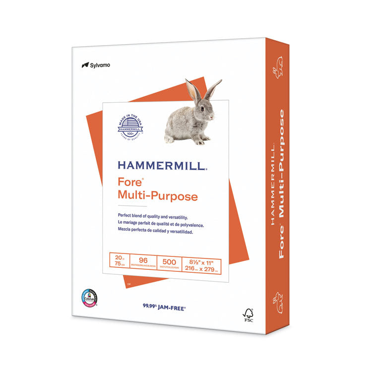 Hammermill - Fore Multipurpose Print Paper, 96 Bright, 20 lb Bond Weight, 8.5 x 11, White, 500 Sheets/Ream
