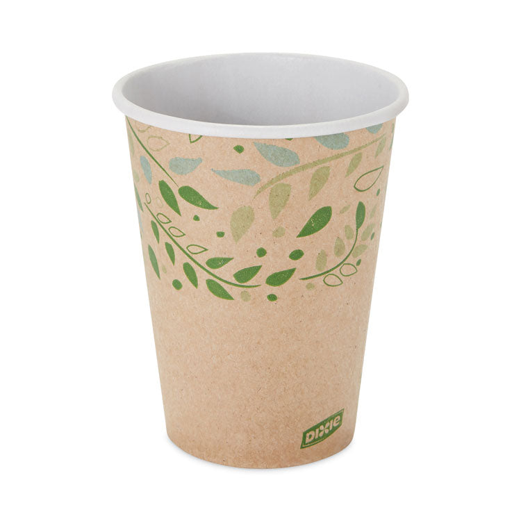 Dixie - EcoSmart Recycled Fiber Hot/Cold Cups, 12 oz, Kraft/Green, 50/Sleeve, 20 Sleeves/Carton