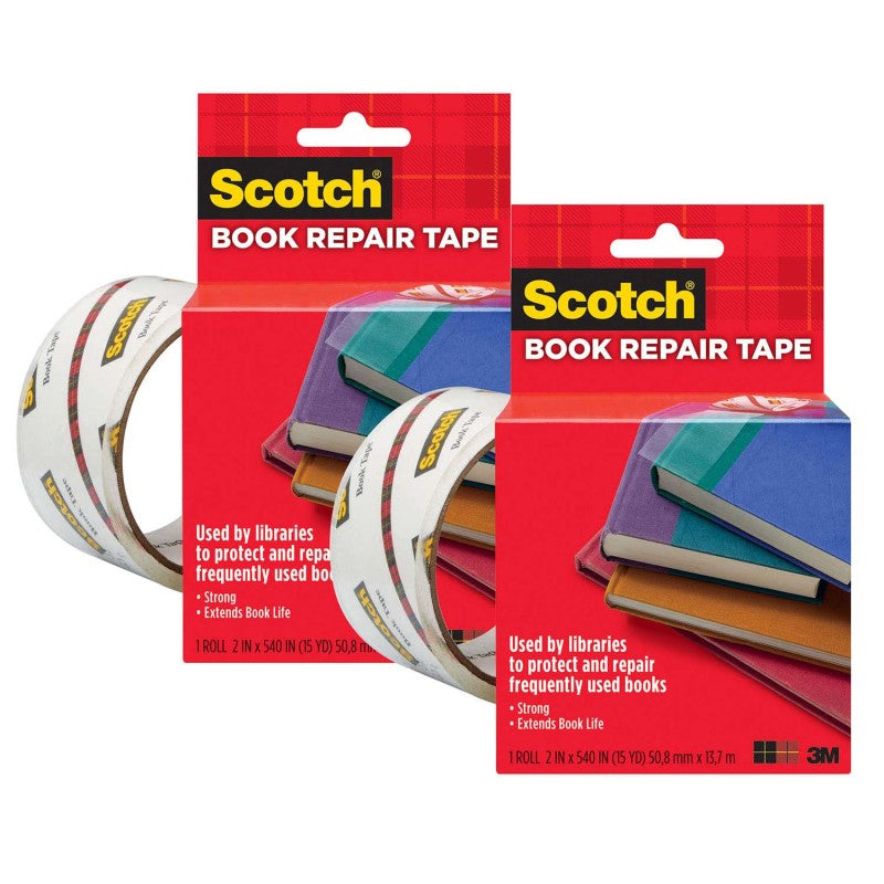 SCOTCH - Book Tape, 2 in x 15 yd Per Roll, 2 Rolls