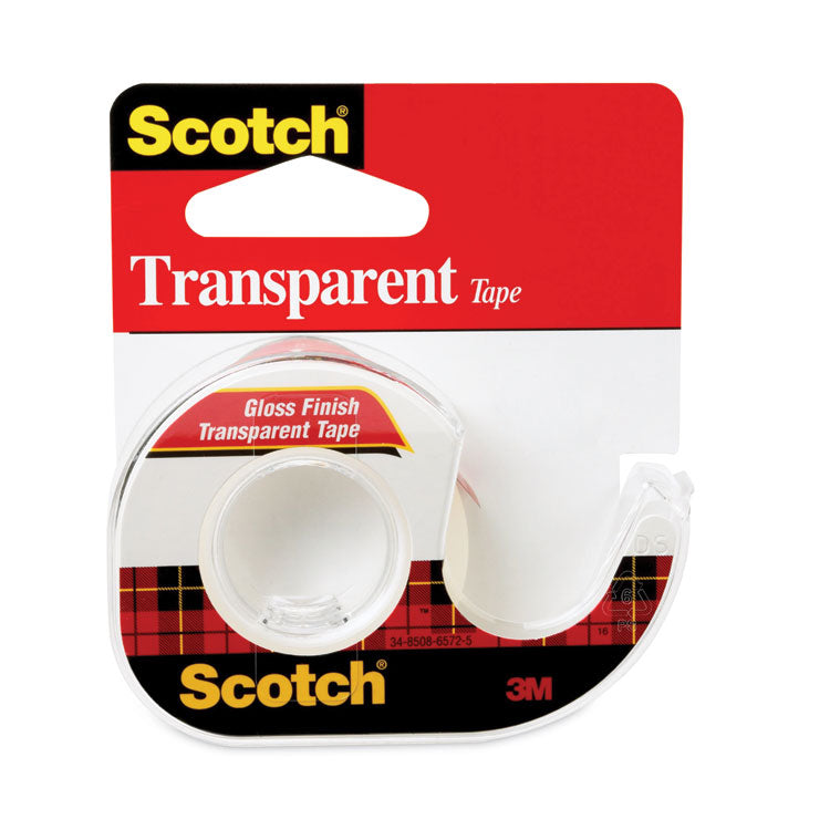 Scotch - Transparent Tape In Handheld Dispenser, 1" Core, 0.5" x 37.5 ft, Transparent