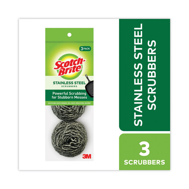 Scotch-Brite - Metal Scrubbing Pads, 2.25 x 2.75, Silver, 3/Pack, 8 Packs/Carton