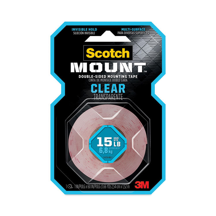 Scotch - Permanent Clear Mounting Tape, Holds Up to 15 lbs, 1 x 60, Clear