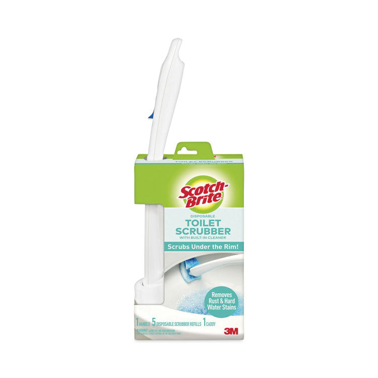 Scotch-Brite - Toilet Scrubber Starter Kit, 1 Handle and 5 Scrubbers, White/Blue