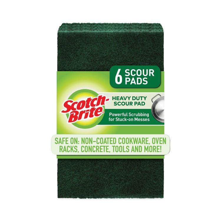 Scotch-Brite - Heavy-Duty Scouring Pad, 3.8 x 6, Green, 5/Carton