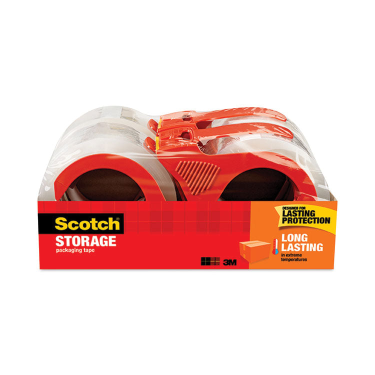 Scotch - Storage Tape with Dispenser, 3" Core, 1.88" x 38.2 yds, Clear, 4/Pack