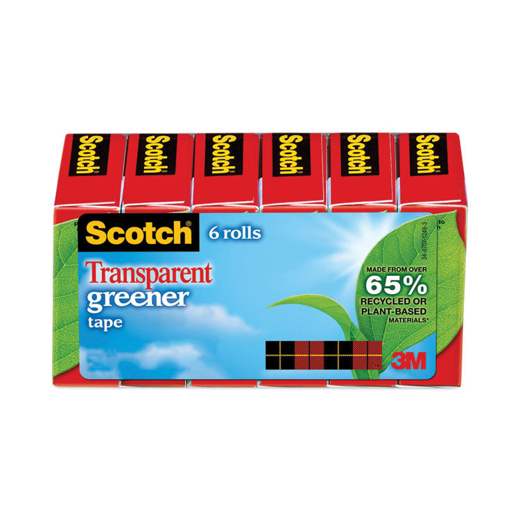 Scotch - Transparent Greener Tape, 1" Core, 0.75" x 75 ft, Transparent, 6/Pack