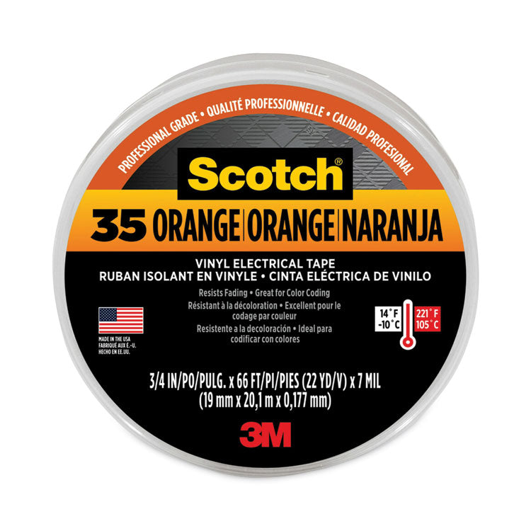 3M - Scotch 35 Vinyl Electrical Color Coding Tape, 3" Core, 0.75" x 66 ft, Orange