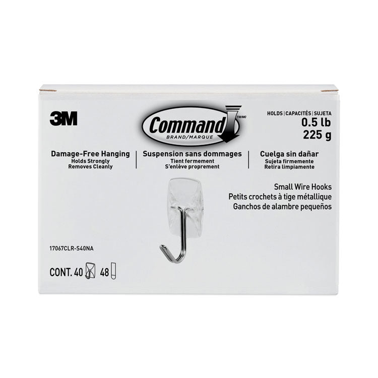 Command - Clear Hooks and Strips, Plastic/Metal, Small, 40 Hooks and 48 Strips/Pack