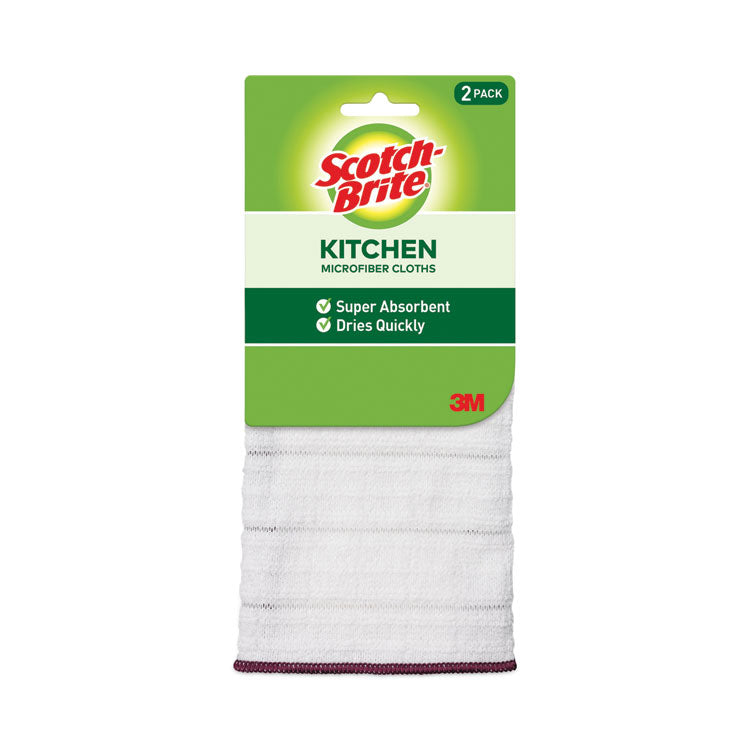 Scotch-Brite - Kitchen Cleaning Cloth, Microfiber, 11.4 x 12.4, White, 2/Pack, 12 Packs/Carton