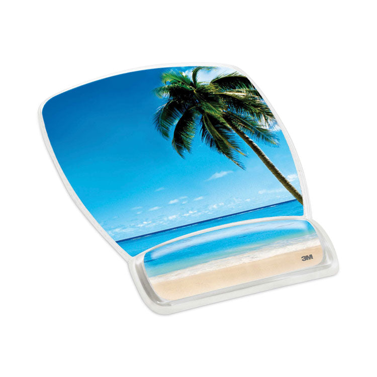 3M - Fun Design Clear Gel Mouse Pad with Wrist Rest, 6.8 x 8.6, Beach Design