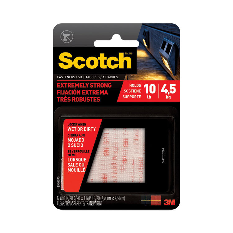 Scotch - Extreme Fasteners, 1" x 1", White, 6/Pack