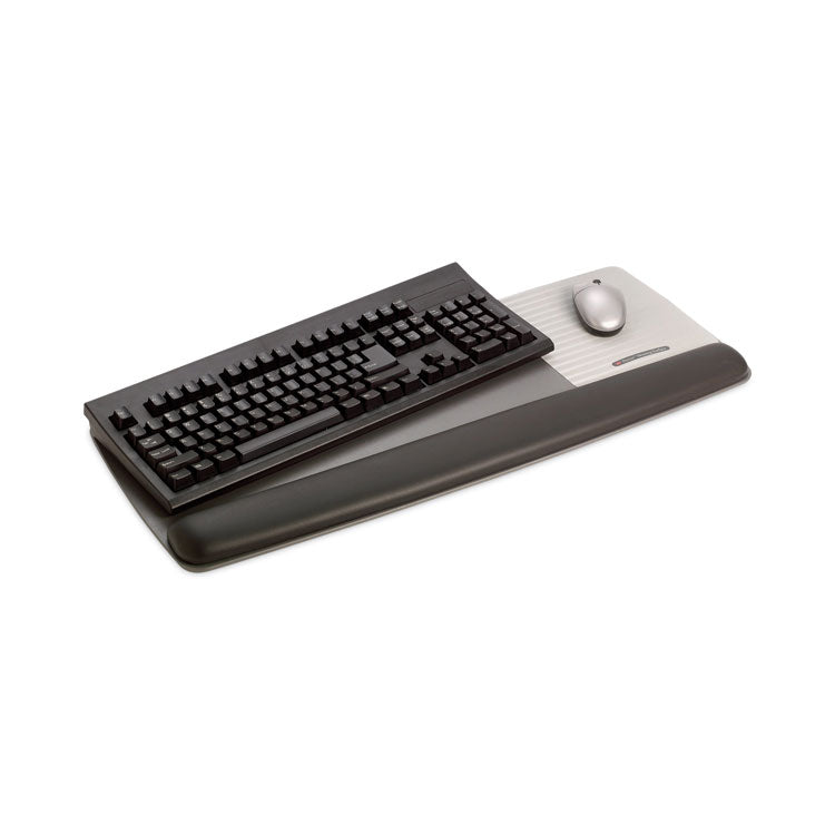 3M - Antimicrobial Gel Mouse Pad/Keyboard Wrist Rest Platform, 25.5 x 10.6, Black/Silver