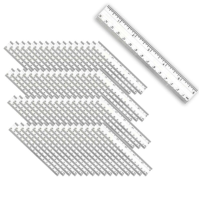 CHARLES LEONARD - Plastic Ruler, 6", Inches/Metric, Clear, Pack of 48