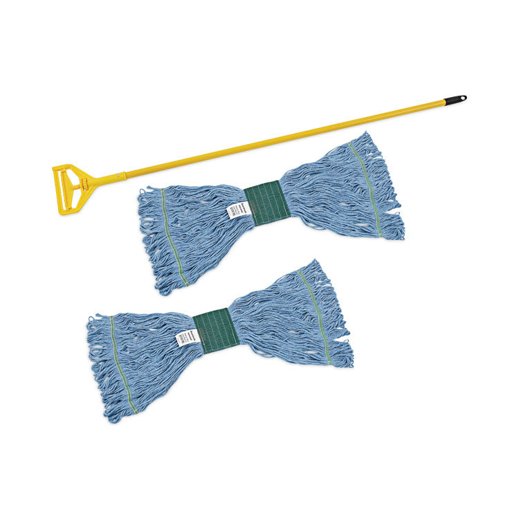 Boardwalk - Looped End Mop Kit, Medium Blue Cotton/Rayon/Synthetic Head, 60" Yellow Metal/Polypropylene Handle