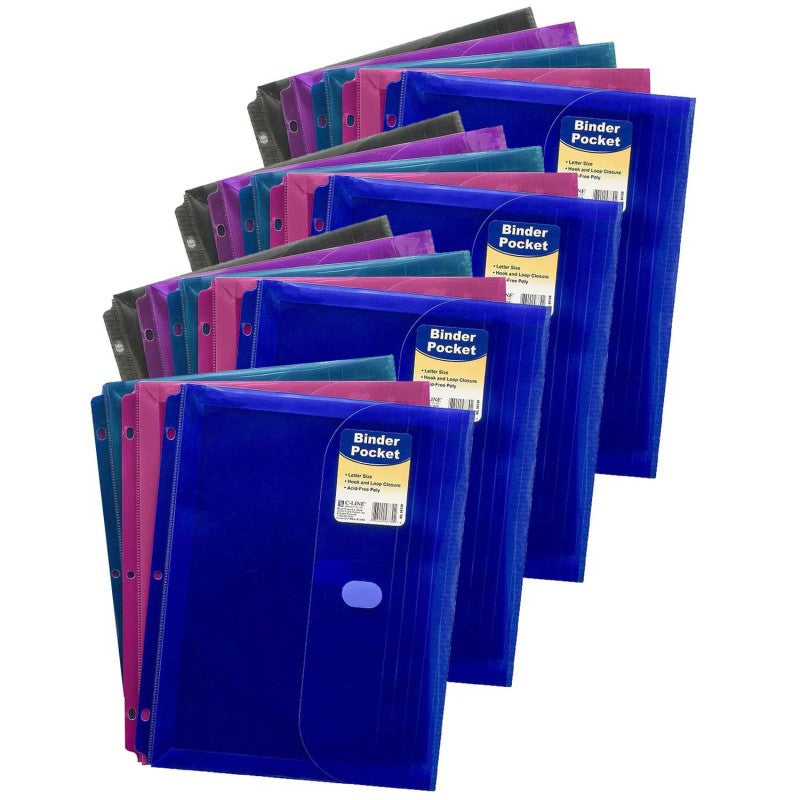 C-LINE - Binder Pocket, Side Loading, Assorted, Pack of 18