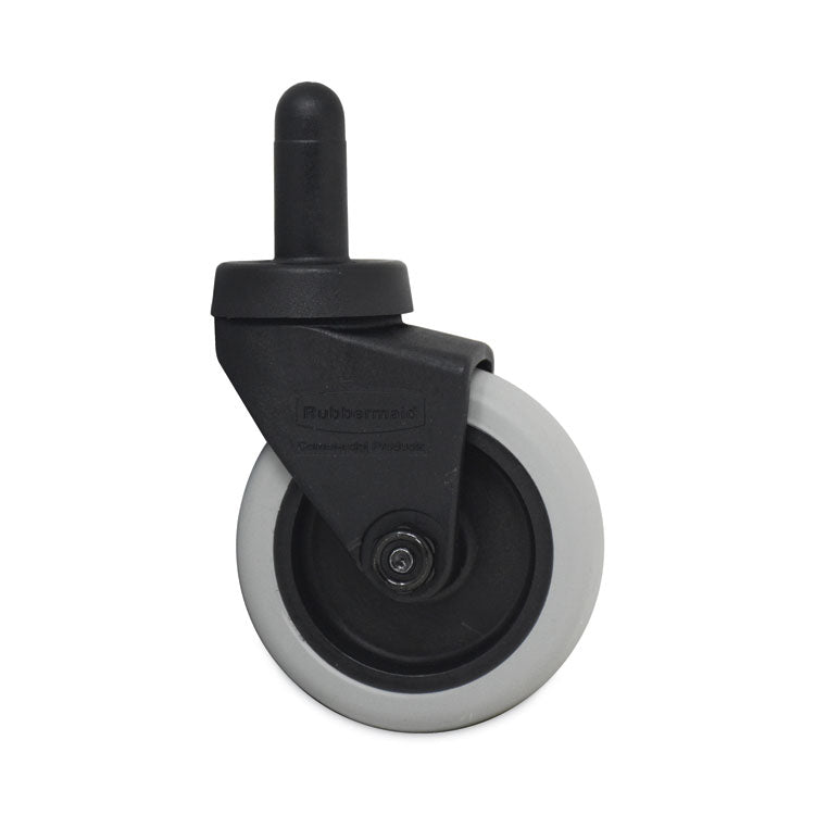 Rubbermaid Commercial - Replacement Bayonet-Stem Swivel Casters, Grip Ring Stem, 3" Soft Rubber Wheel, Black