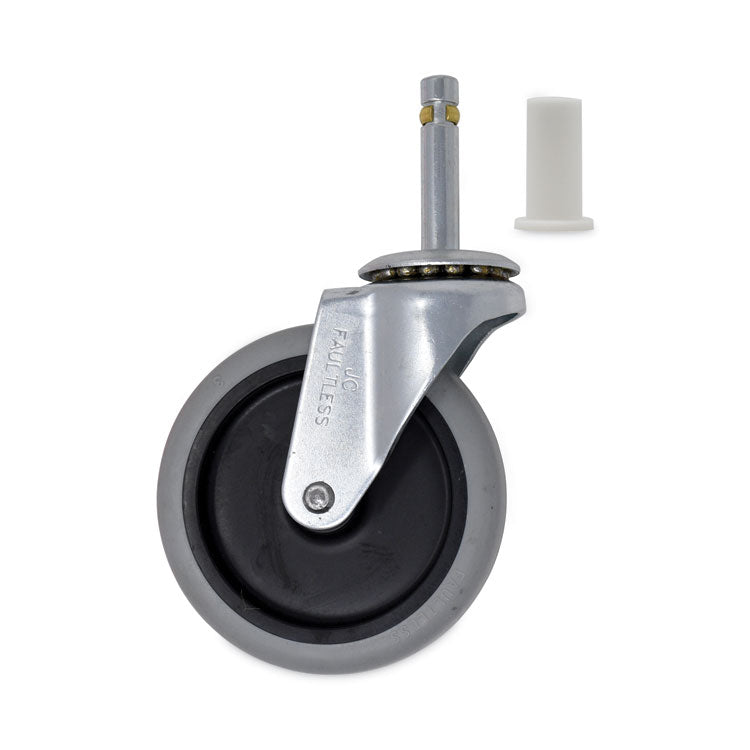 Rubbermaid Commercial - Replacement Bayonet-Stem Swivel Casters, Grip Ring Stem, 4" Soft Rubber Wheel, Black