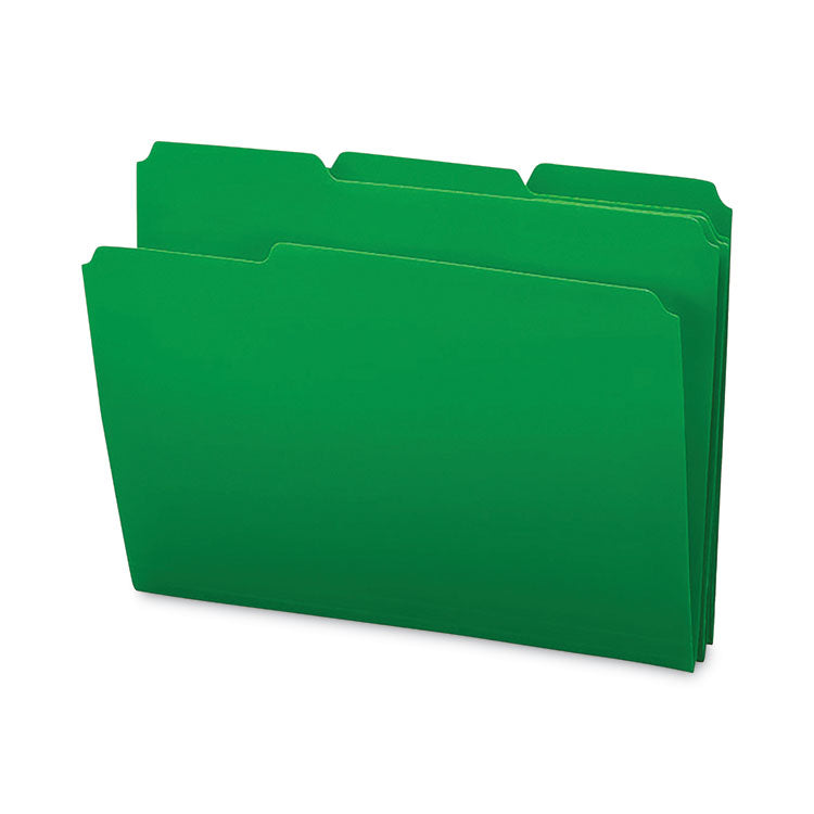 Smead - Top Tab Poly Colored File Folders, 1/3-Cut Tabs: Assorted, Letter Size, 0.75" Expansion, Green, 24/Box