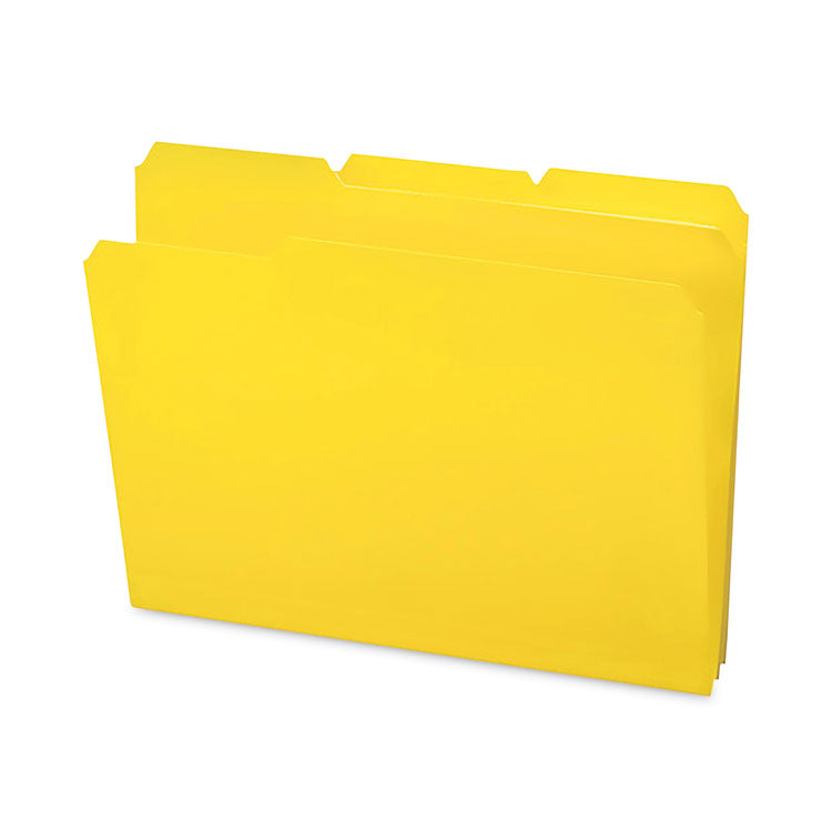 Smead - Top Tab Poly Colored File Folders, 1/3-Cut Tabs: Assorted, Letter Size, 0.75" Expansion, Yellow, 24/Box