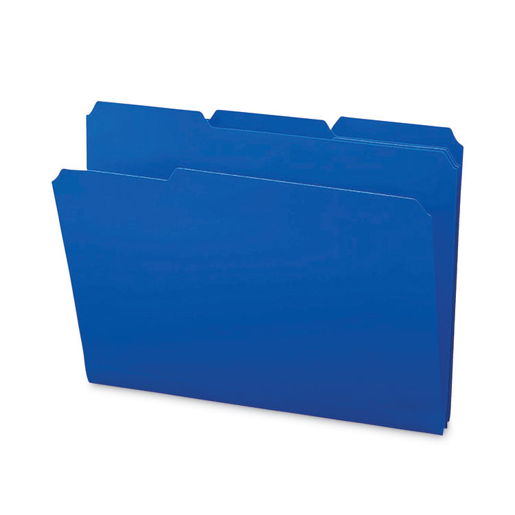 Smead - Top Tab Poly Colored File Folders, 1/3-Cut Tabs: Assorted, Letter Size, 0.75" Expansion, Blue, 24/Box